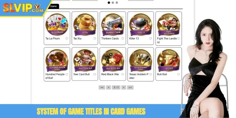 System of game titles in card games